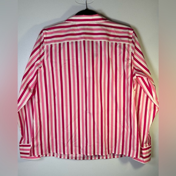 NWT Talbots Red/Pink and White Striped “No Iron” Blouse - Picture 2 of 11